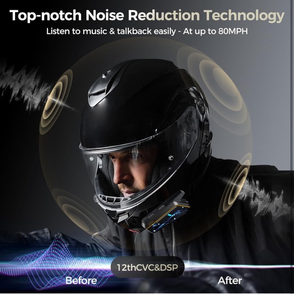 Motorcycle Bluetooth Headset Mesh Intercom 10 Riders HiFi Sound/RGB Light - Picture 5 of 6